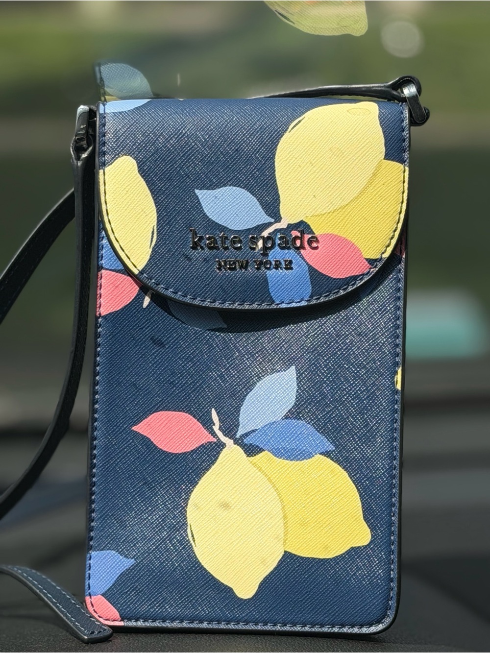 kate spade Navy Lemon Print Crossbody Phone Bag